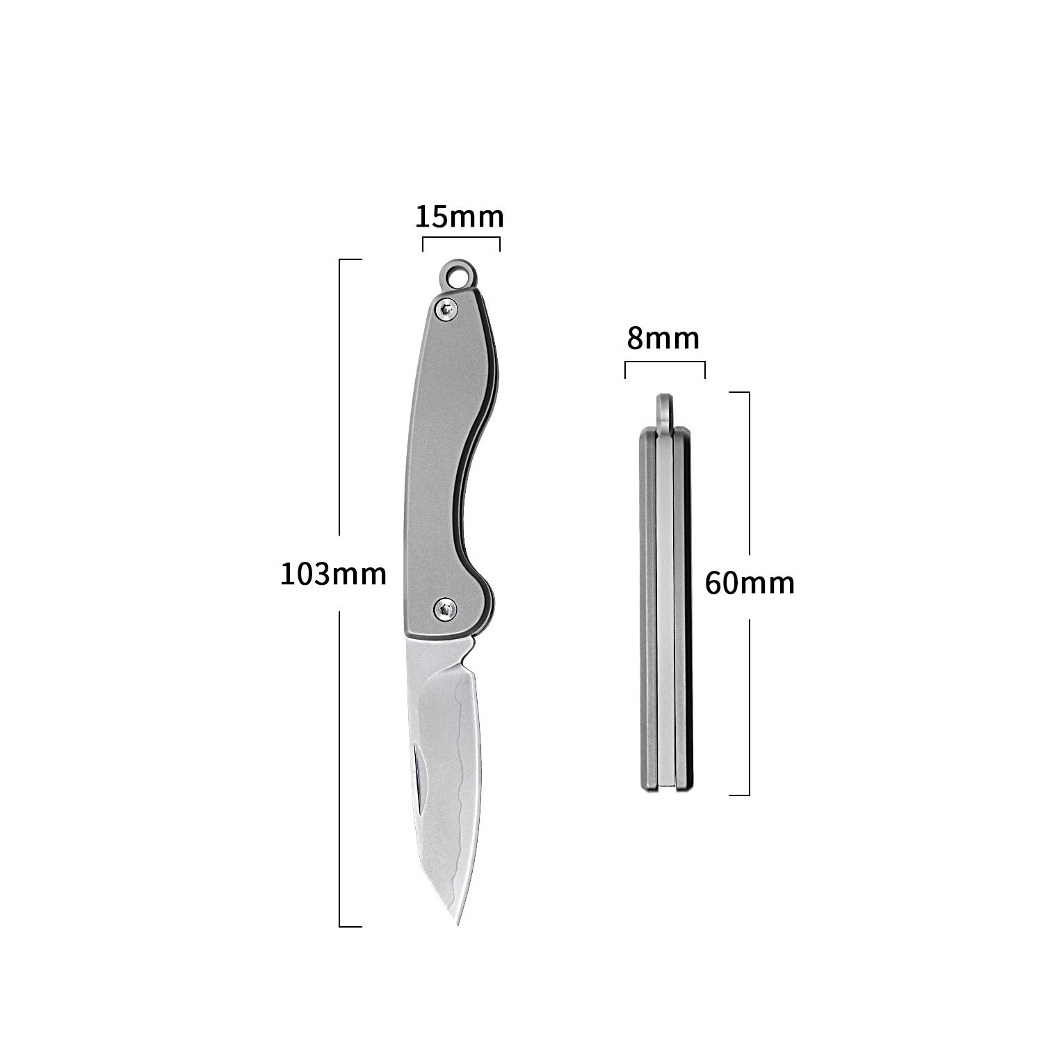 Mini Folding Titanium Utility Knife Portable Pocket Knife Camping Food Processing Food Construction Repair Outdoor Equipment Keychain Mouth