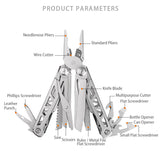 Foldable Multitool Pliers with Scissors and Screwdriver Stainless Steel Multi Tool Pliers with Replaceable Wire Cutters and Saw