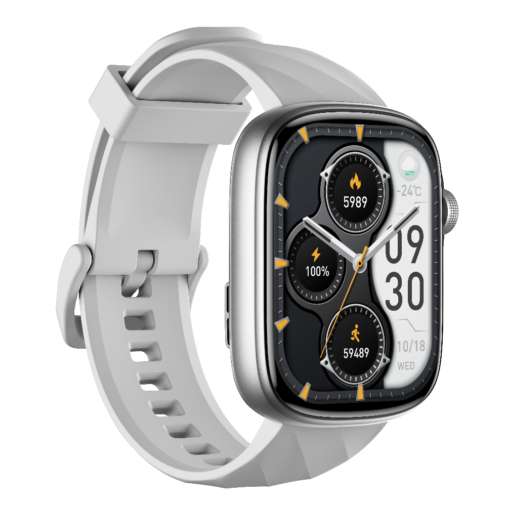 Smartwatch with a gray band on a white background