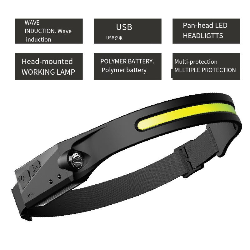 COB Headlamp Rechargeable with Motion Sensor for Adults - Camping Accessories Gear,  Head Lamp LED  for Adults - Camping Accessories Gear,