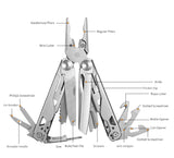 18 in 1 Silvery Outdoor Multitool Pliers Stainless Steel Folding Full Locking Combination Camping Multitool Pliers With Bits Driver