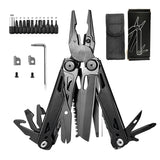 Foldable Multitools with Scissors and Screwdriver Stainless Steel Multi Tool Pliers with Replaceable Wire Cutters and Saw