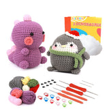 The WAWAJI Beginners Crochet Kit with Easy Peasy Yarn，Crochet Animal Kit, Knitting Kit with Yarn, Polyester Fiber