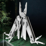 Foldable Multitools with Scissors and Screwdriver Stainless Steel Multi Tool Pliers with Replaceable Wire Cutters and Saw