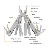 Foldable Multitools with Scissors and Screwdriver Stainless Steel Multi Tool Pliers with Replaceable Wire Cutters and Saw