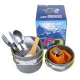 Outdoor Camping Cookware Backpacking Bowl Pot+ Mini Canister Stove Burner Foldable