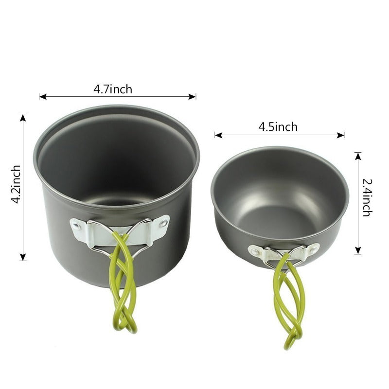 Outdoor Camping Cookware Backpacking Bowl Pot+ Mini Canister Stove Burner Foldable