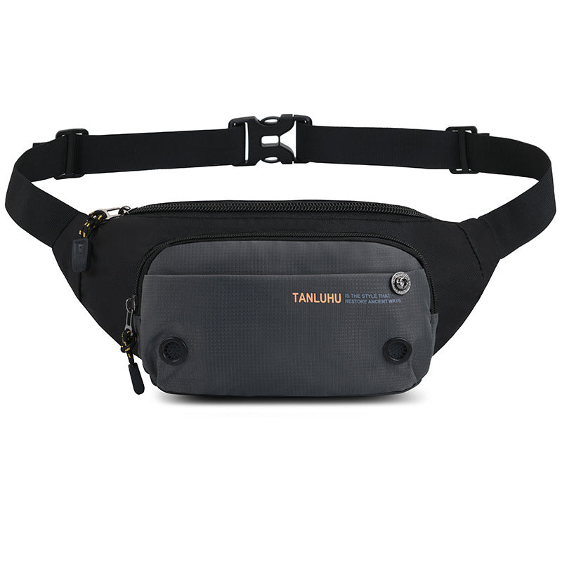 Fashion Man Waist Bag Fanny Pack Waterproof Chest Pack Outdoor Sports  Crossbody Bag Casual Travel Male Belt Bag Hip Waist Packs - Grey